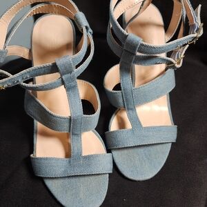 Charlotte Russe Denim Blue Strappy High Heel Sandals